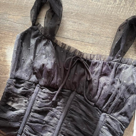 Reformation Black Sheer Ruched Top - Picture 2 of 7